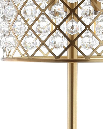 JONATHAN Y JYL9000A Elizabeth 60" Crystal/Metal LED Floor Lamp, Contemporary, Transitional, Elegant, Geometric, Office, Living Room, Family Room, Dining Room, Bedroom, Hallway, Foyer, Brass Gold/Clear - LeafyLoom