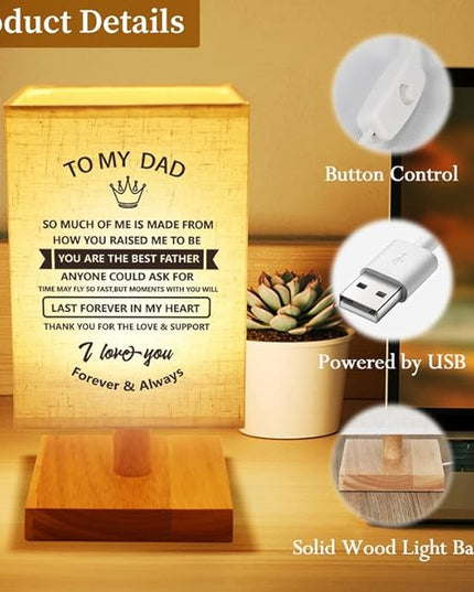 Welsky Dad Gifts from Daughter Son, Personalized Table Lamp Birthday Gifts for Dad, Dad Birthday, Christmas Presents from Kids - LeafyLoom