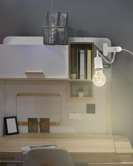 Clip Desk Lamp Socket 2 Pack Flexible Desk Light Socket Gooseneck Clip on Light Flexible Lamp with Clamp Adjustable Light Stand Clamp Lamp Night Light Reading Book Light - LeafyLoom