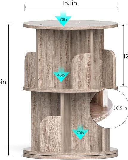 Nidouillet Small Rotating Bookshelf, 2 Tier Revolving Bookcase 360° Display Round Bookshelf Narrow Swivel Corner Book Shelf Standing Bookcase Adult Bedroom - LeafyLoom
