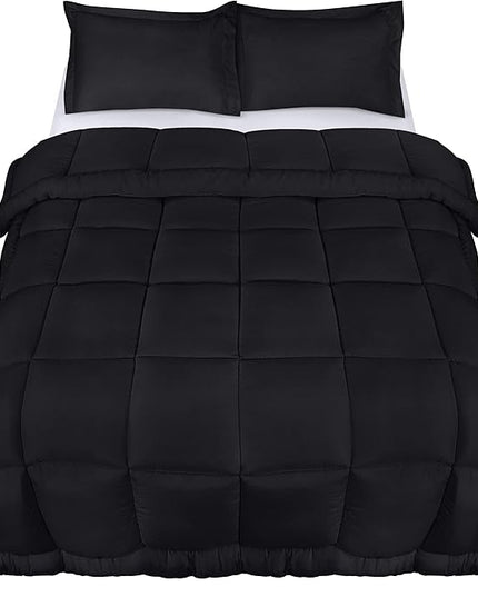 Utopia Bedding Queen Size Comforter Set with 2 Pillow Shams, Bedding Comforter Sets, Down Alternative Black Comforter, Soft and Comfortable, Machine Washable (Pack of 4) - LeafyLoom