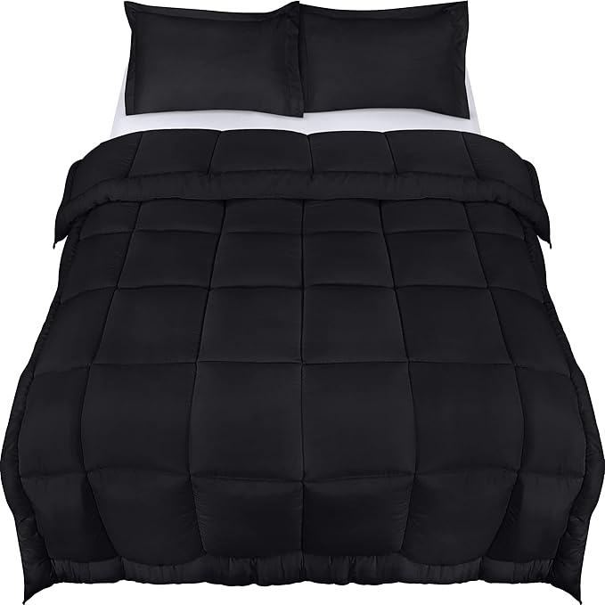 Utopia Bedding Queen Size Comforter Set with 2 Pillow Shams, Bedding Comforter Sets, Down Alternative Black Comforter, Soft and Comfortable, Machine Washable (Pack of 4) - LeafyLoom