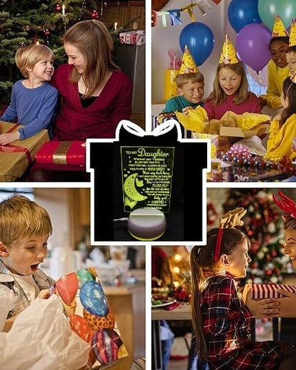 Creative Customized Moon Butterfly Birthday Gifts Bedside Lamp 3D Illusion Moon Night Lights USB LED Table Lamp Gifts for Daughter- 7 Colors Changing Christmas Gifts Arts lamp from Dad Mom - LeafyLoom