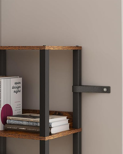 5-Tier Bookshelf with Anti-fall Baffle, Tall Bookcase for Books, Garage Kit, CDs, Movies, Industrial Standing Bookshelves Storage Organizer for Bedroom Office Living Room USSJ001F - LeafyLoom