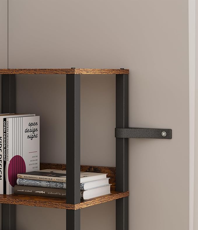 5-Tier Bookshelf with Anti-fall Baffle, Tall Bookcase for Books, Garage Kit, CDs, Movies, Industrial Standing Bookshelves Storage Organizer for Bedroom Office Living Room USSJ001F - LeafyLoom