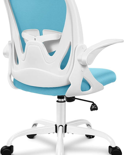 Primy Office Chair Ergonomic Desk Chair with Adjustable Lumbar Support and Height, Swivel Breathable Desk Mesh Computer Chair with Flip up Armrests for Conference Room（Blue） - LeafyLoom