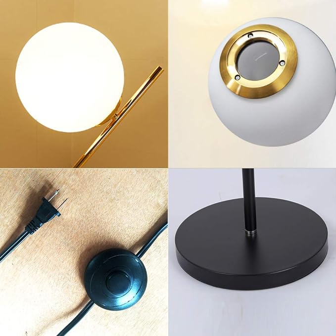 Hsyile Lighting KU300207 Modern Creative White Glass Ball Floor Lamp for Living Room,Bedroom,Office,Hotel,1 Light - LeafyLoom