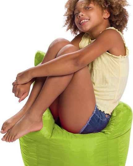 Posh Creations Structured Comfy Bean Bag Chair for Gaming, Reading, and Watching TV, Pasadena, Soft Nylon-Lime, Pasadena Chair - LeafyLoom