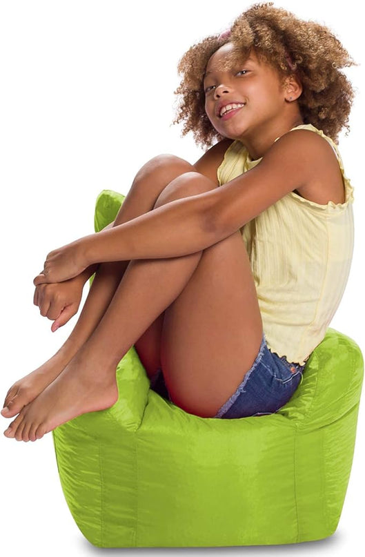 Posh Creations Structured Comfy Bean Bag Chair for Gaming, Reading, and Watching TV, Pasadena, Soft Nylon-Lime, Pasadena Chair - LeafyLoom