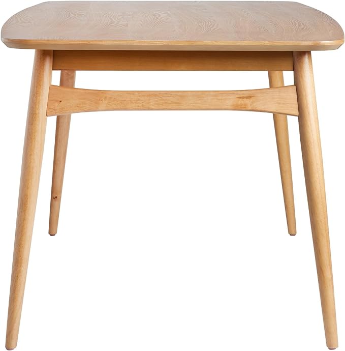 Walker Edison Mid-Century Modern Solid Wood Tapered-Leg Dining Table, 59 Inch, English Ash - LeafyLoom