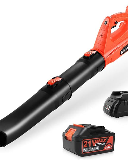 Cordless Leaf Blower - 21V Electric Yard Blower 350CFM 150MPH with 4.0Ah Battery & Charger, 6-Speed Adjustable for Lawn Care, Snow Blowing, Debris & Dust - LeafyLoom