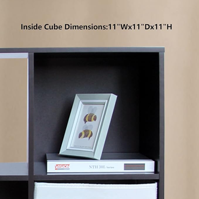 PACHIRA US 9 Cube Storage Shelf Organizer, Heavy Duty Wooden Closet Cabinet, File Organizer Rack Display Cube Bookshelf Compartments, Dark Brown - LeafyLoom
