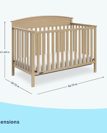 Graco Benton 5-in-1 Convertible Crib (Driftwood) – GREENGUARD Gold Certified, Converts from Baby Crib to Toddler Bed, Daybed and Full-Size Bed, Fits Standard Full-Size Crib Mattress - LeafyLoom