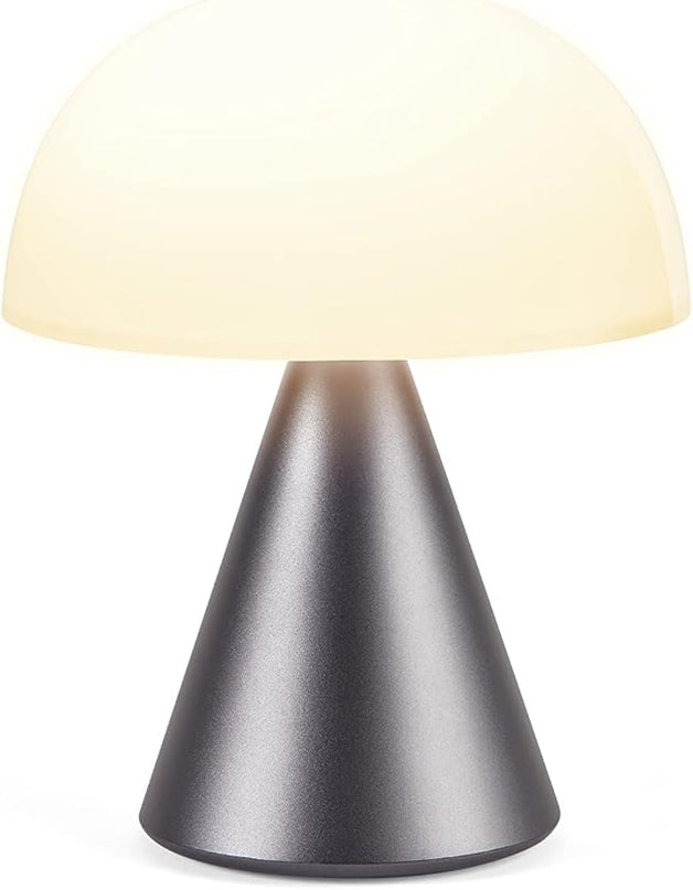 Lexon Mina L Mushroom Lamp - 9 LED Color Table Lamp for Bedrooms, Living Room & Office - Cordless, Rechargeable with 24h Light & Dimmer, Aluminum, Large - Gun Metal - LeafyLoom