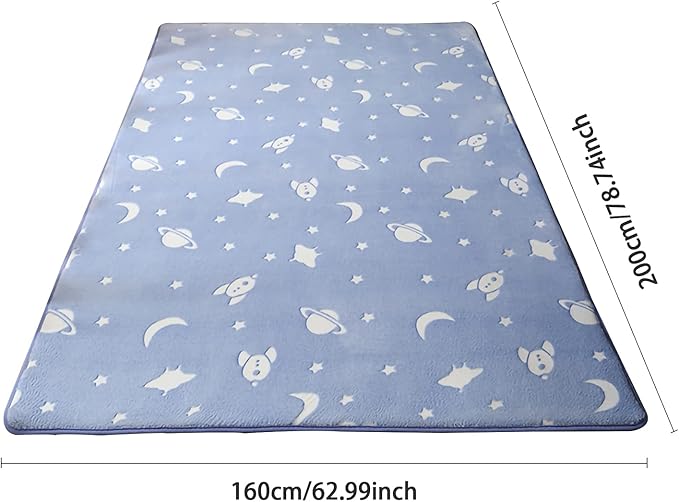 Eanpet Glow in The Dark Floor Mats Luminous 5’ x 7’ Area Rug Soft Decorative Play Mat for Kids Crawling Mat Non-slip Living Room Rug Carpets for Bedroom Home Decor,Blue Universe - LeafyLoom