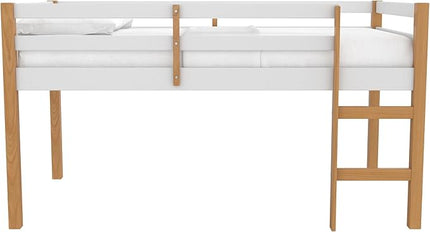 DHP Milton Junior Twin Size Wooden Loft Bed for Kids, Natural - LeafyLoom