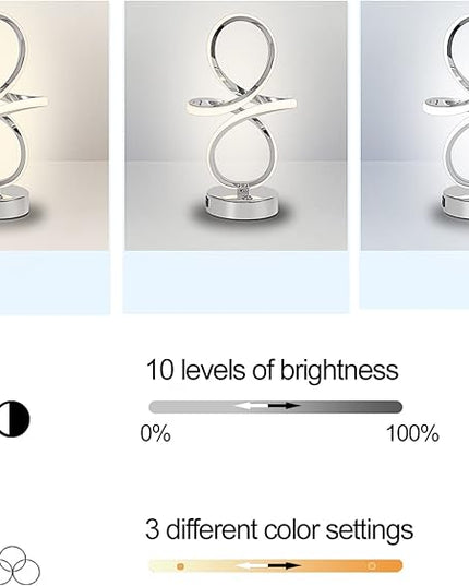 Modern LED Table Lamp, 24W Dimmable Touch Control Desk Lamp Reading Light with 1 USB Charging Ports, 3 Colors, LED Lamp Minimalist Style for Living Room Office Decor Lights - Silver - LeafyLoom