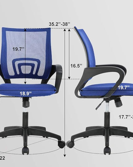 Office Chair Desk Chair Mesh Computer Chair with Lumbar Support Modern Executive Adjustable Chair Task Rolling Swivel Ergonomic Chair for Women Adults(Blue) - LeafyLoom