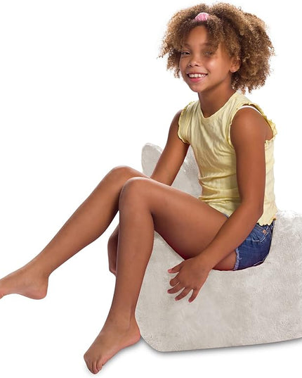 Posh Creations Structured Comfy Bean Bag Chair for Gaming, Reading, and Watching TV, Pasadena Chair, Rabbit Fur - Cream - LeafyLoom