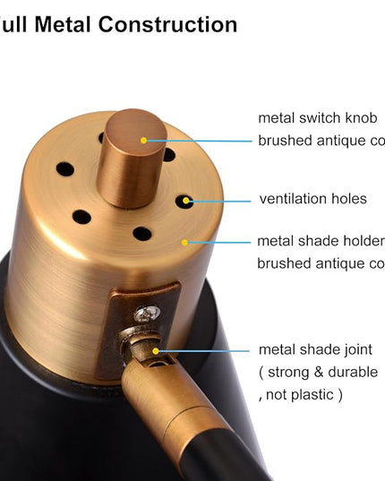 NIOSTA Height Adjustable Reading Floor Lamp,Industrial Modern Style,360 Degree Rotatable,Black & Brushed Copper Finsh, 3 Color Temperature (Black+Wood) - LeafyLoom