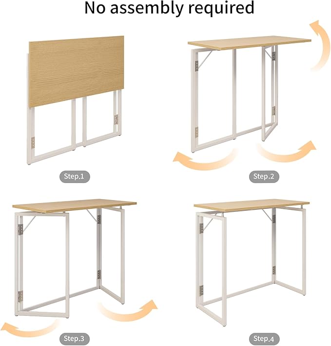 Folding Desk 30 Inch - Small Foldable Desk for Small Space Minimalist, Space Saving Collapsible Compact Desk Portable Table for Craft, Writing, Study and Work (No Assembly Required) - LeafyLoom
