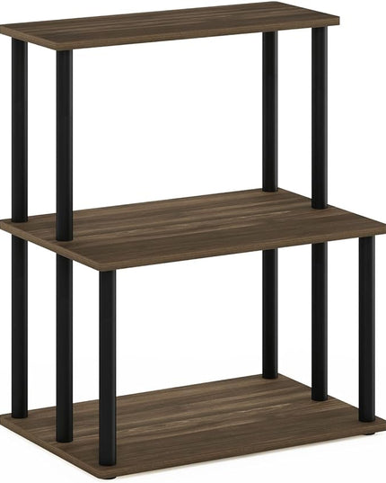 Furinno Turn-N-Tube 3-Tier Toolless Kitchen Storage Shelf, Columbia Walnut/Black - LeafyLoom