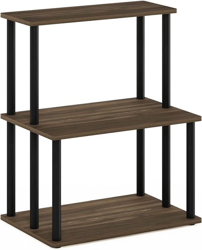 Furinno Turn-N-Tube 3-Tier Toolless Kitchen Storage Shelf, Columbia Walnut/Black - LeafyLoom
