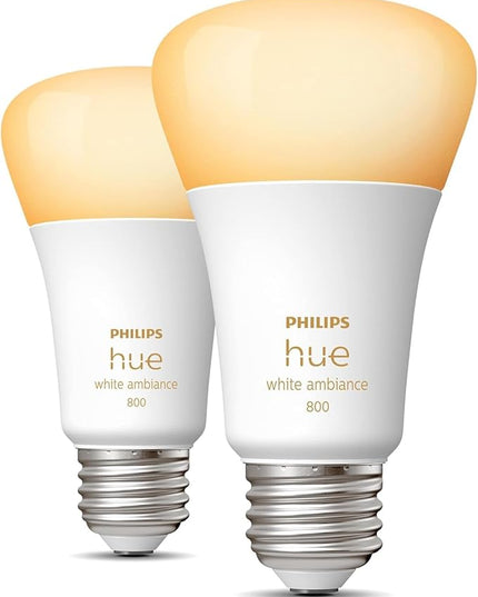 Philips Hue Smart 60W A19 LED Bulb - White Ambiance Warm-to-Cool White Light - 2 Pack - 800LM - E26 - Indoor - Control with Hue App - Works with Alexa, Google Assistant and Apple Homekit PhilipsHue