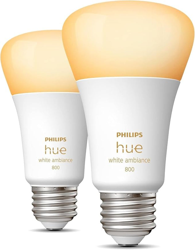 Philips Hue Smart 60W A19 LED Bulb - White Ambiance Warm-to-Cool White Light - 2 Pack - 800LM - E26 - Indoor - Control with Hue App - Works with Alexa, Google Assistant and Apple Homekit PhilipsHue