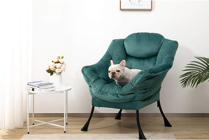 HollyHOME Modern Fabric Large Lazy Chair, Accent Oversized Comfy Reading Chair, Thick Padded Cozy Lounge Chair with Armrest, Leisure Sofa Chair for Living Room, Bedroom, Dorm, Dark Atrovirens - LeafyLoom