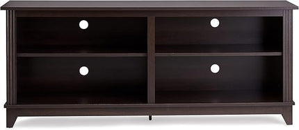 ROCKPOINT 58inch TV Stand for TVs to 55, 65 Inch Flat Screen, Home Living Room Storage Console, Entertainment Center with 4 Open Storage Shelves, TV Console Table (Espresso) - LeafyLoom