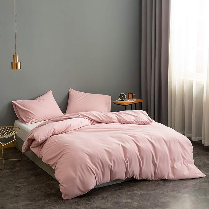 Pink Comforter King Size, Aesthetic Modern Bedding Set for Girls/Women, Cute Soft & Lightweight Chic Microfiber Bed Sets, 3 pcs-1 Comforter & 2 Pillowcases (104x90 Inches) - LeafyLoom