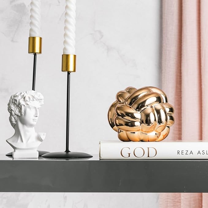 1pcs Gold Knot Decor (XL) Coffee Table Books, Book Shelf Decor Accents, Designer Books Decor Set, Decorative Objects, Living Room Console Table Decor - LeafyLoom