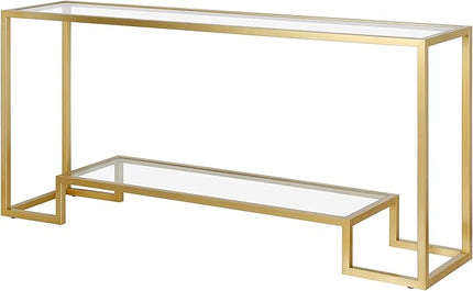 Henn&Hart 64" Wide Rectangular Console Table in Gold, Entryway Table, Accent Table for Living Room, Hallway - LeafyLoom