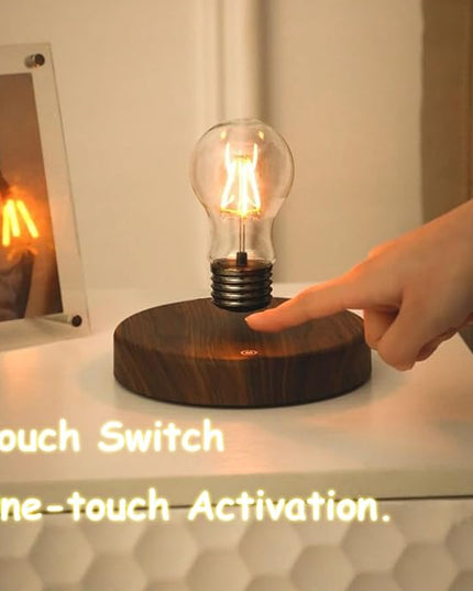 Magenetic Levitating Lamp, Floating Light Bulb, Auto Rotating LED Table Lamp Night Light for Home/Room/Office Decor - LeafyLoom