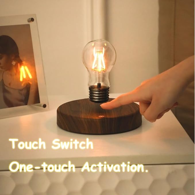 Magenetic Levitating Lamp, Floating Light Bulb, Auto Rotating LED Table Lamp Night Light for Home/Room/Office Decor - LeafyLoom