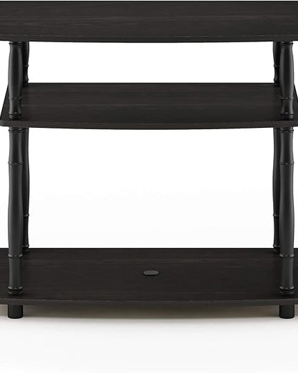 Furinno Turn-N-Tube No Tools 3-Tier Entertainment Center TV Stand for TV up to 32 Inch, Plastic Classic Tubes, Espresso/Black - LeafyLoom