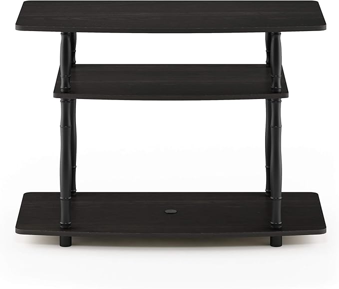 Furinno Turn-N-Tube No Tools 3-Tier Entertainment Center TV Stand for TV up to 32 Inch, Plastic Classic Tubes, Espresso/Black - LeafyLoom