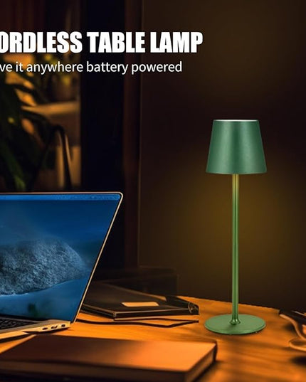 Cordless Table Lamps USB Rechargeable Simplicity Desk Lamp Built-in 4600 mAh Battery LED Battery Operated lamp with Touch Control Table lamp - Bedroom/Desk/Reading/Patio(Green) - LeafyLoom