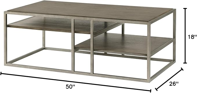 NicBex Coffee Table Wooden Coffee Table with Storage Rectangle Center Tables with Open Shelves and Metal Frame Dining Table for Living Room, Dining Room, Office, and Bedroom,50" W, Brown - LeafyLoom