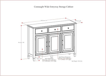 SIMPLIHOME Connaught Low Storage Cabinet, 51 inch, Chestnut Brown - LeafyLoom