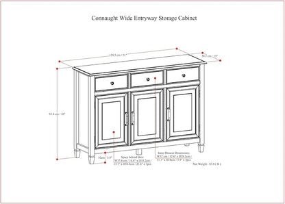 SIMPLIHOME Connaught Low Storage Cabinet, 51 inch, Chestnut Brown - LeafyLoom