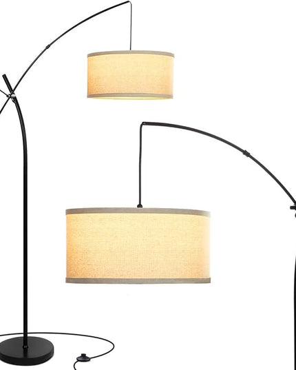Brightech Grayson LED Floor Lamp, Modern Arc Lamp for Office & Living Room, Tall Lamp with Adjustable Arm, Standing Lamp in Industrial Style for Bedroom Reading - Black - LeafyLoom