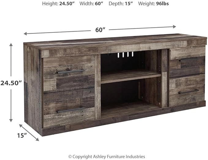 Signature Design by Ashley Derekson Casual TV Stand with Fireplace Option, Fits TVs up to 63", Gray - LeafyLoom