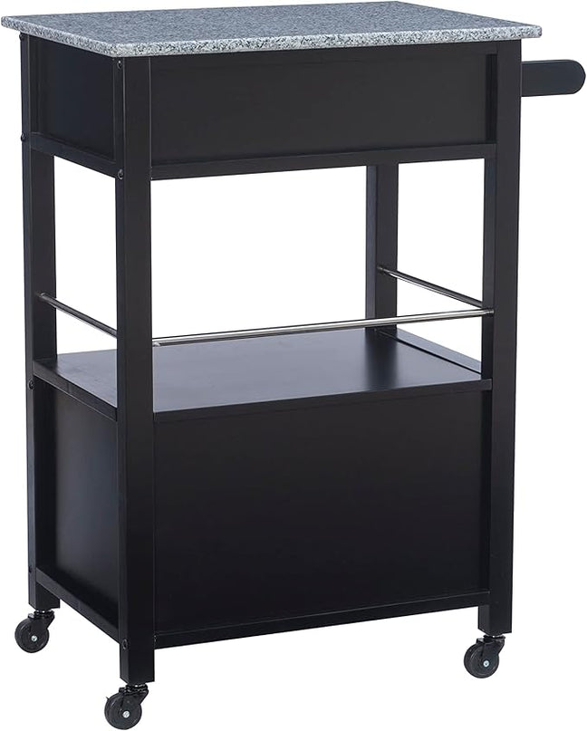 Linon Cayden Black Kitchen Cart, - LeafyLoom