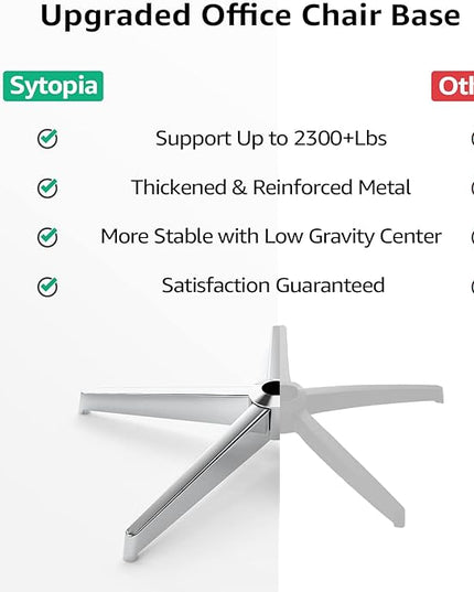 Office Chair Base, 28'' Desk Chair Base Replacement with Reinforced Metal Legs (2300Lbs), Chair Bottom Part for Most Chairs, Universal Gas Cylinder and Caster Sockets, Sliver - LeafyLoom