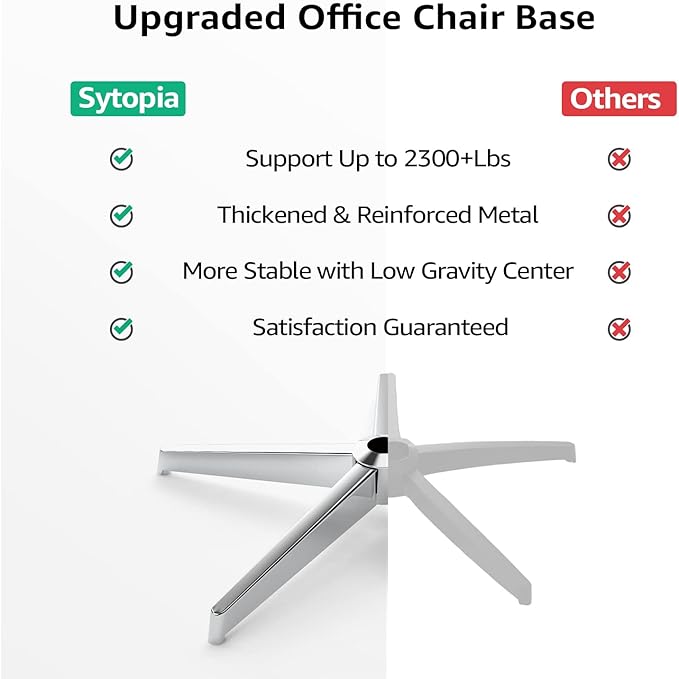 Office Chair Base, 28'' Desk Chair Base Replacement with Reinforced Metal Legs (2300Lbs), Chair Bottom Part for Most Chairs, Universal Gas Cylinder and Caster Sockets, Sliver - LeafyLoom