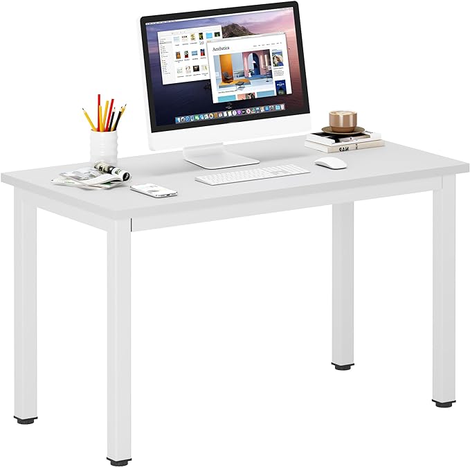 DlandHome 39 inches Small Computer Desk for Home Office Activity Table Writing Table for Small Spaces Study Table Student Laptop Desk White DND-AC3DW-100 - LeafyLoom