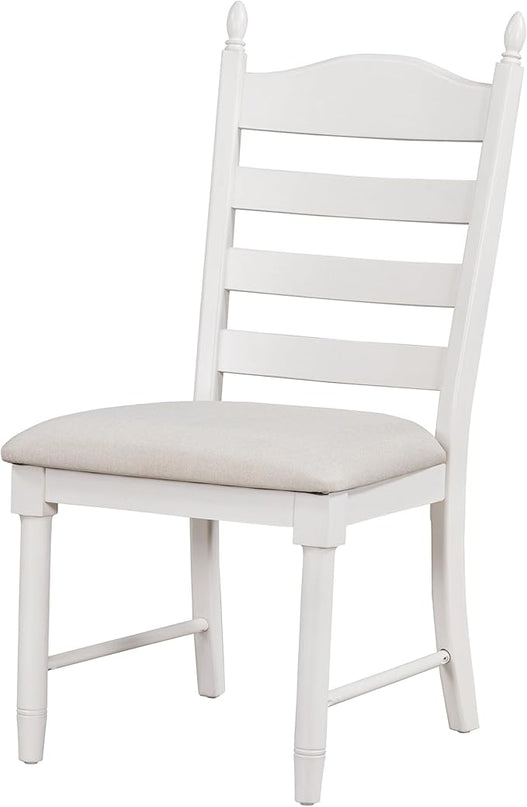 5-Piece Dining, Vintage Round Wood Extendable Table Set with 4 Cushioned Chairs for Living Kitchen Room, Antique White - LeafyLoom