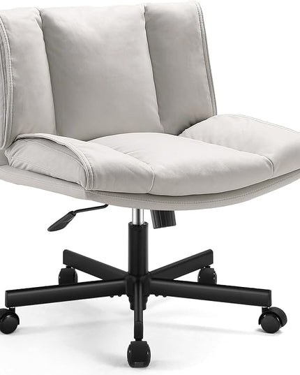 LEAGOO Armless Desk Chairs with Wheels Office Chair Vanity Chair with Technical Cloth Adjustable Swivel Computer Task Chairs for Home Base, Bedroom, Small Space, Make up - LeafyLoom